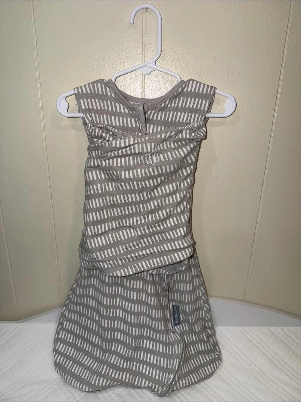 Neutral Gray & White Patterned Baby Velcro Swaddle